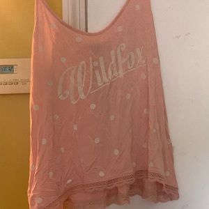 Wildfox pink polka dot pajama tank top